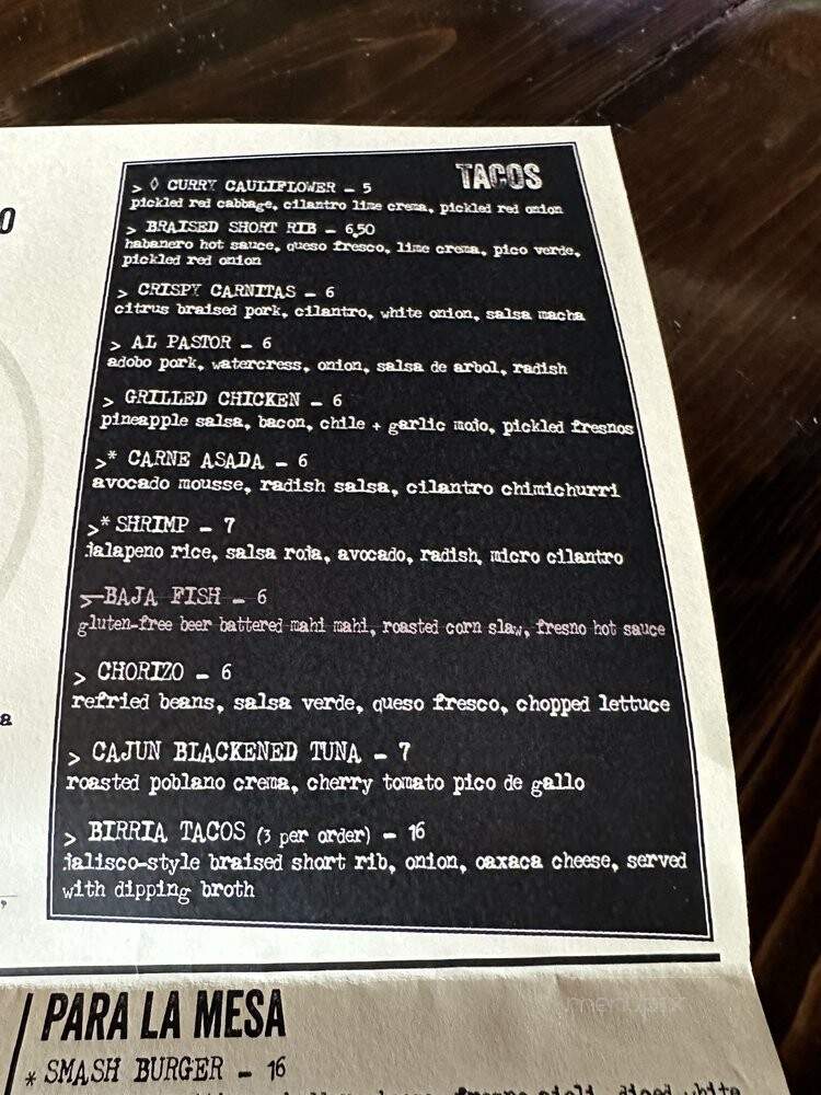Loco Taqueria & Oyster Bar - Boston, MA menu_pic