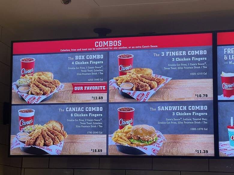 Raising Cane's Chicken Fingers - Boston, MA menu_pic