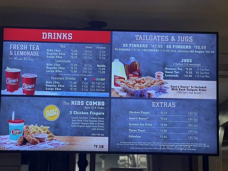 Raising Cane's Chicken Fingers - Boston, MA menu_pic