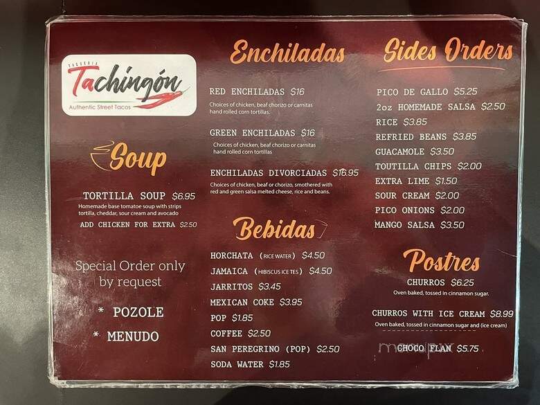 Taqueria Tachingon - Vancouver, BC menu_pic