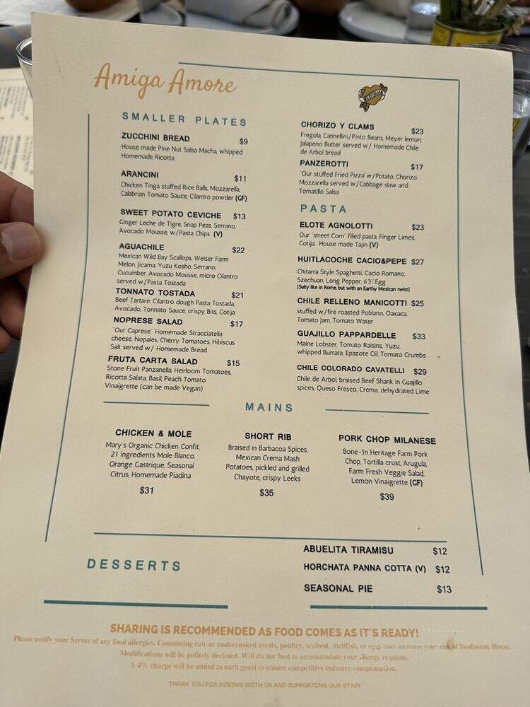 Amiga Amore - Los Angeles, CA menu_pic