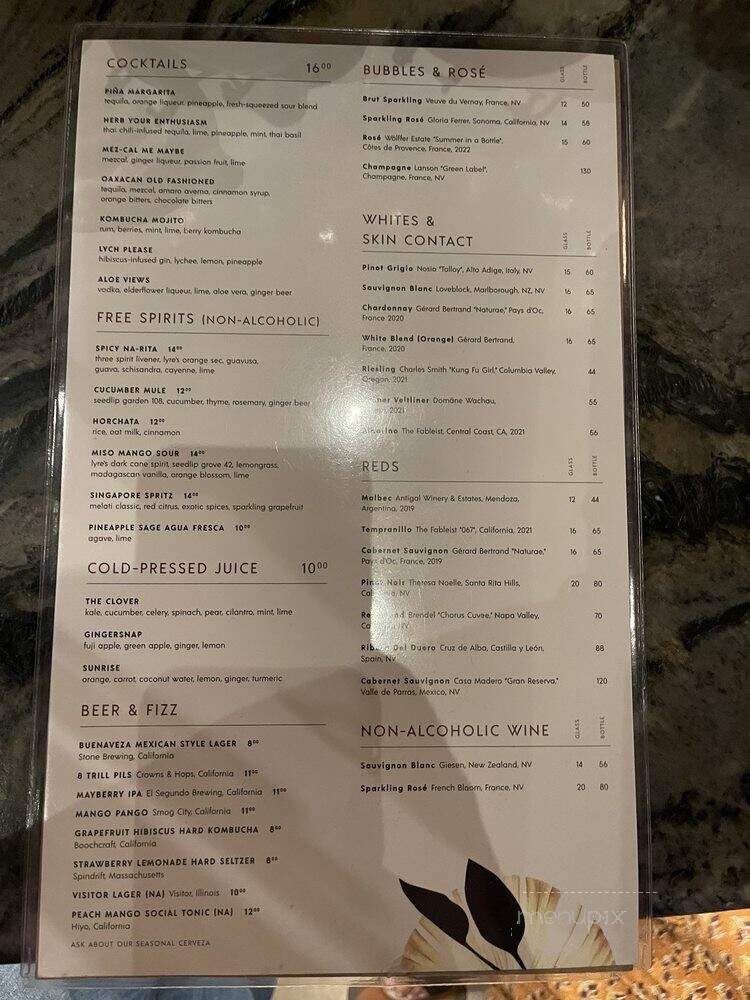 Planta Cocina - Marina del Rey, CA menu_pic