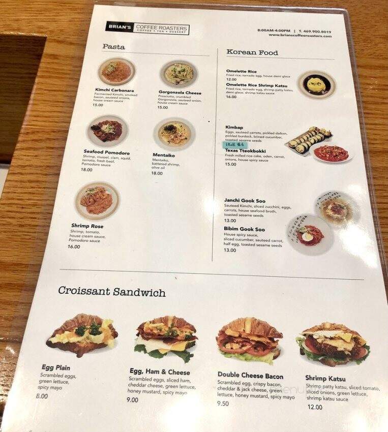 Brian's Coffee Roasters - Carrollton, TX menu_pic