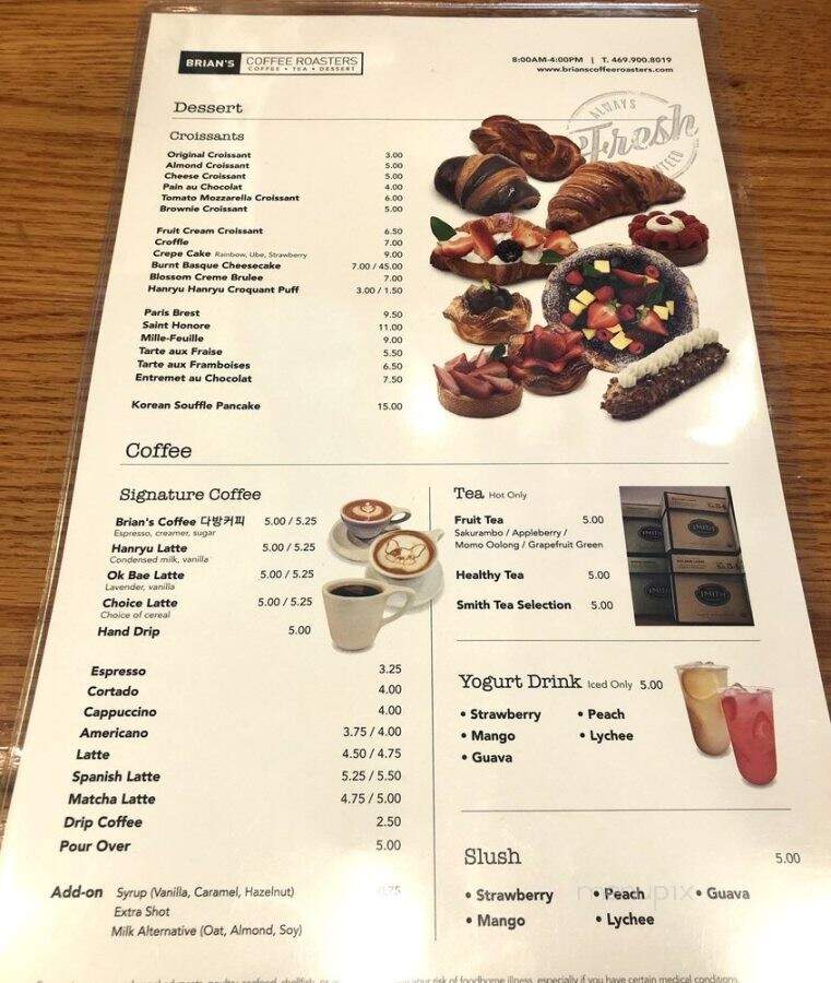 Brian's Coffee Roasters - Carrollton, TX menu_pic