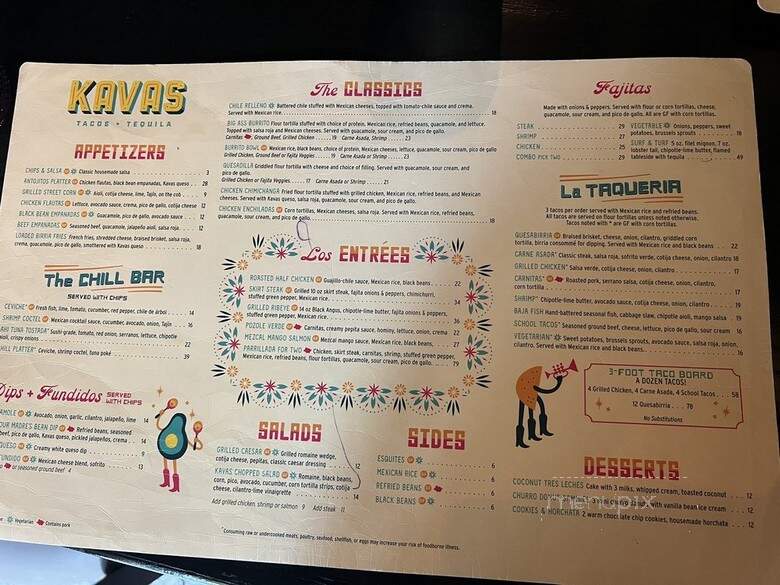 KAVAS Tacos + Tequila - Orlando, FL menu_pic