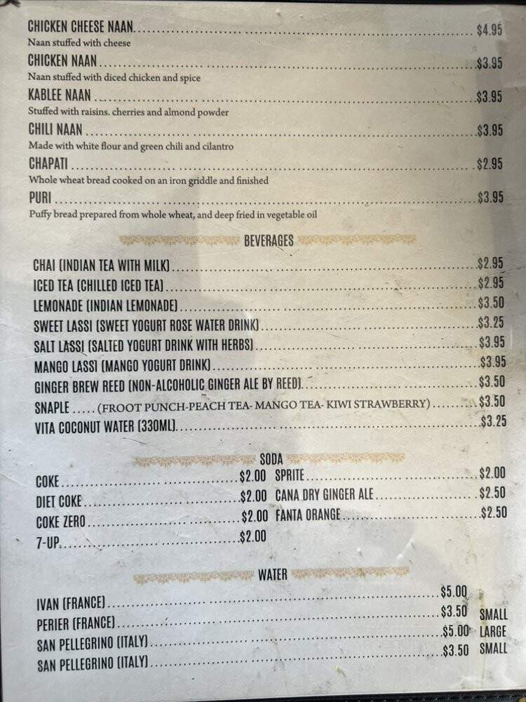 Aadar Indian Bistro - Fresno, CA menu_pic
