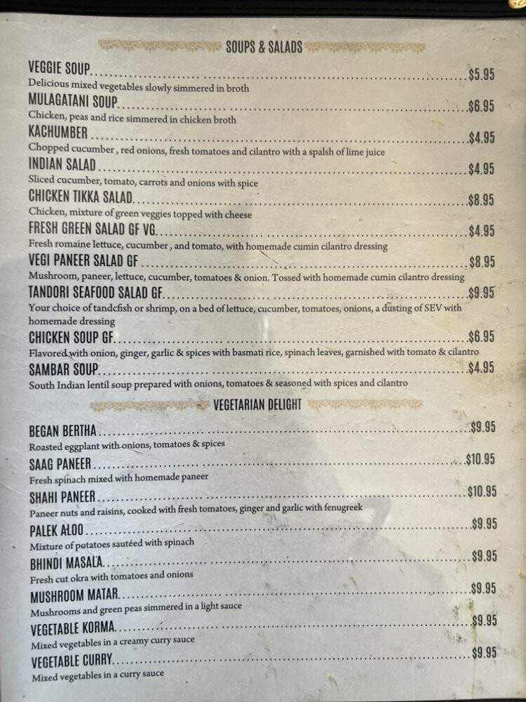 Aadar Indian Bistro - Fresno, CA menu_pic