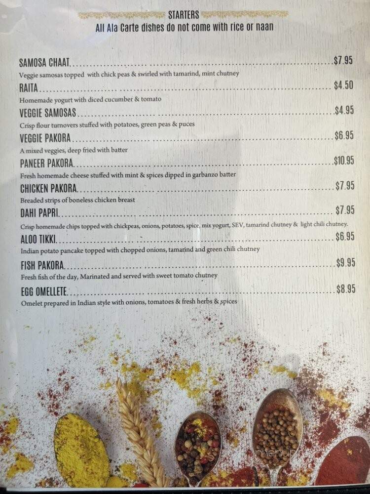 Aadar Indian Bistro - Fresno, CA menu_pic