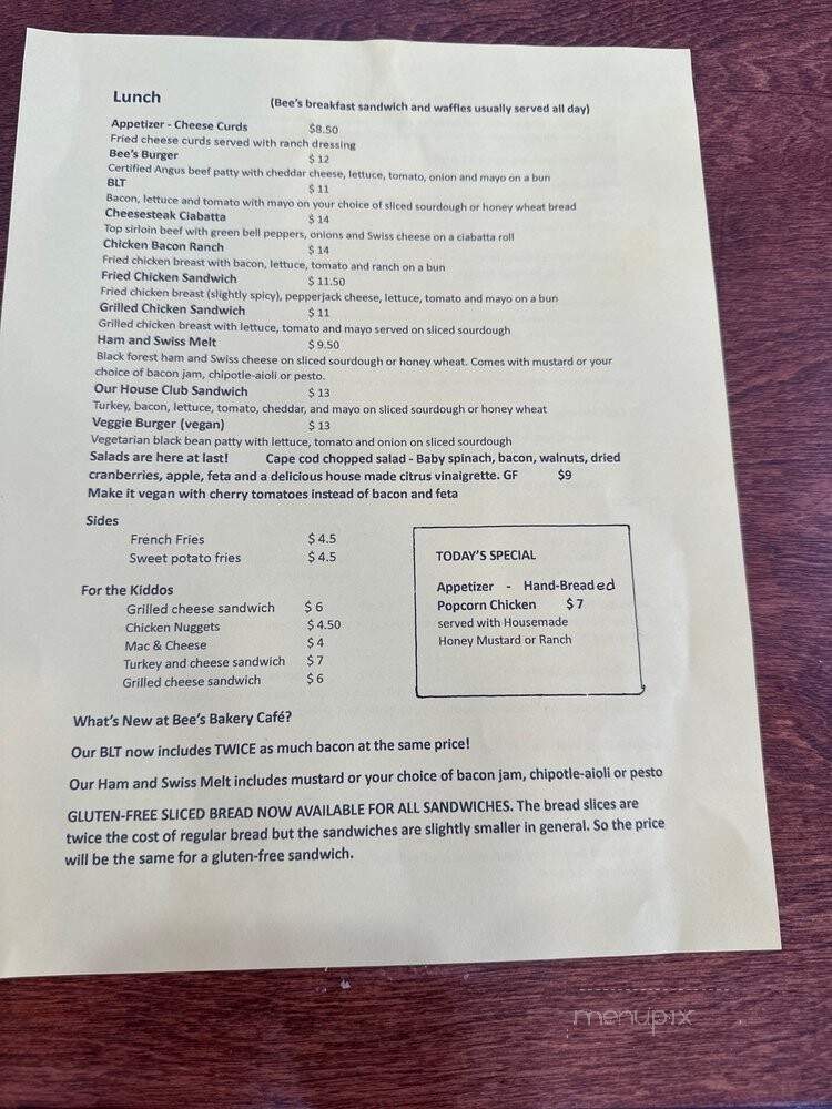Bee's Bakery Cafe - Oakhurst, CA menu_pic