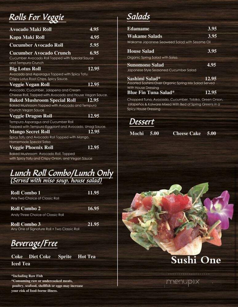 Sushi One - Las Vegas, NV menu_pic