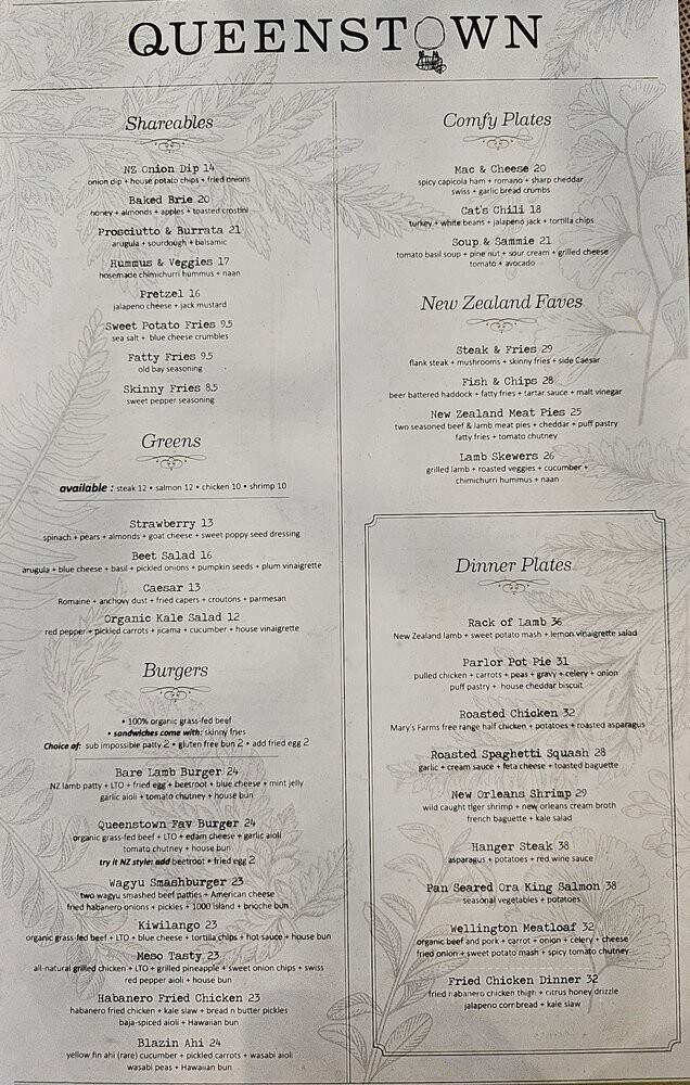 Queenstown Village - San Diego, CA menu_pic