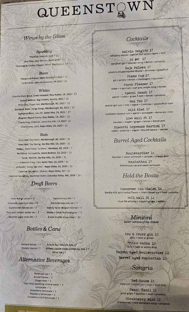Queenstown Village - San Diego, CA menu_pic