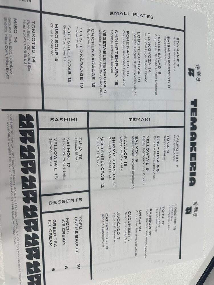 Temakeria - Dallas, TX menu_pic