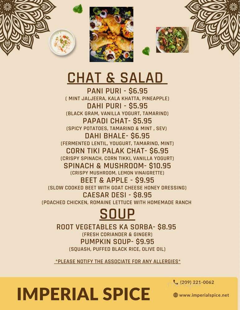 Imperial Spice - Tracy, CA menu_pic