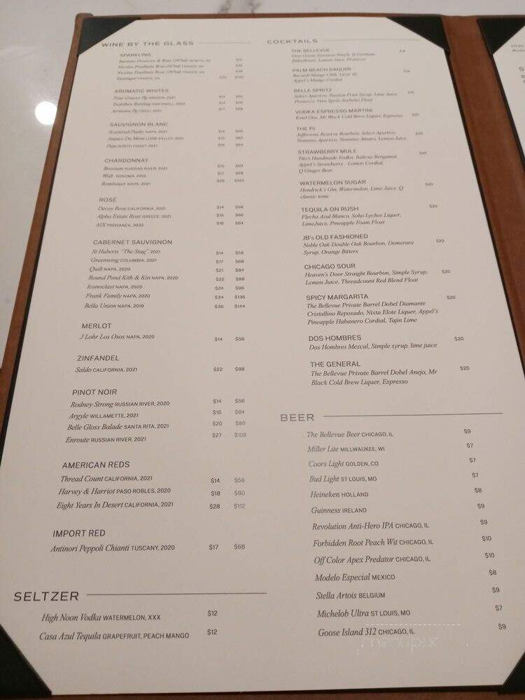 The Bellevue Chicago - Chicago, IL menu_pic