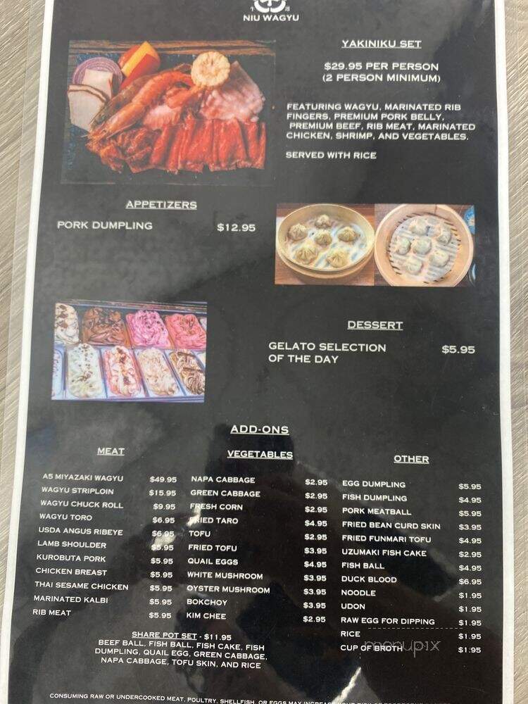 Niu Wagyu - Honolulu, HI menu_pic