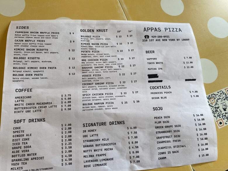 Appas Pizza - New York, NY menu_pic