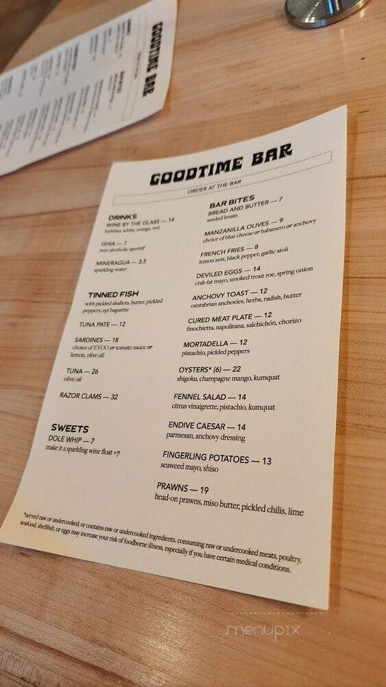 Goodtime Bar - San Jose, CA menu_pic