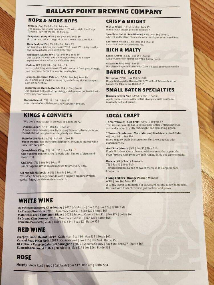 Ballast Point - San Francisco, CA menu_pic