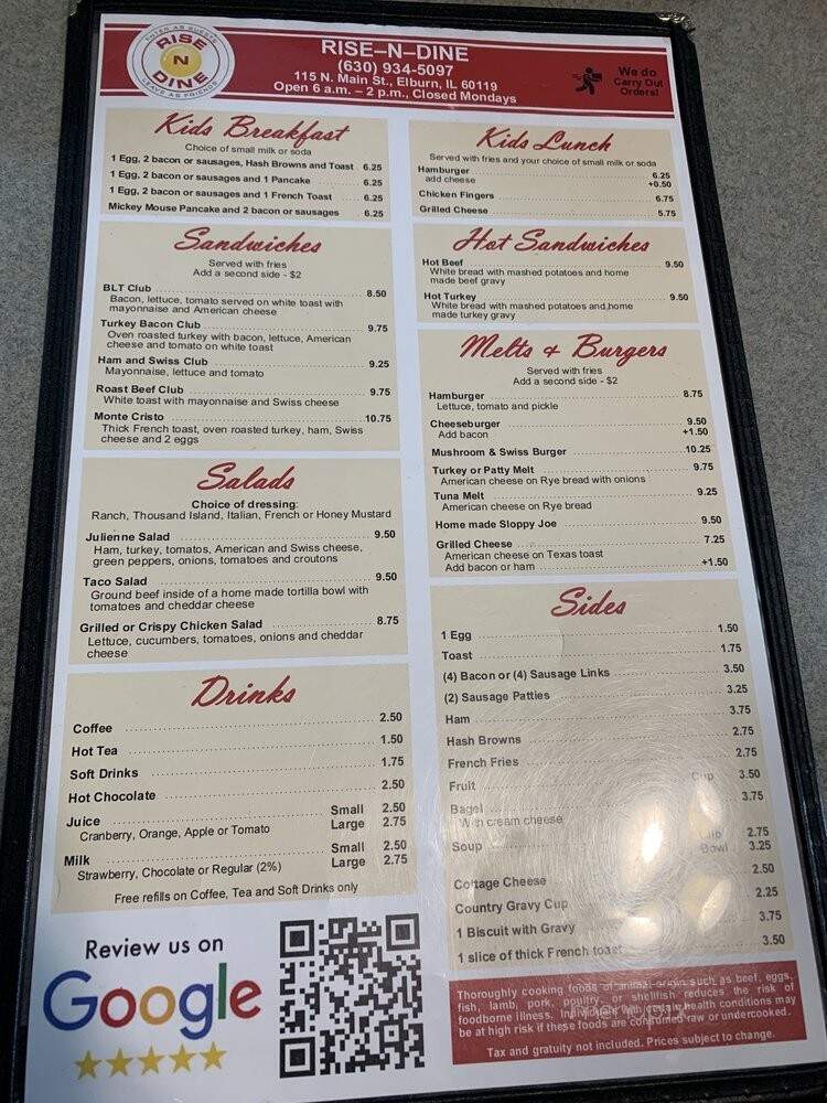 Rise N Dine - Elburn, IL menu_pic