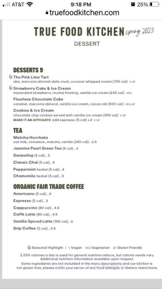 True Food Kitchen - Los Angeles, CA menu_pic