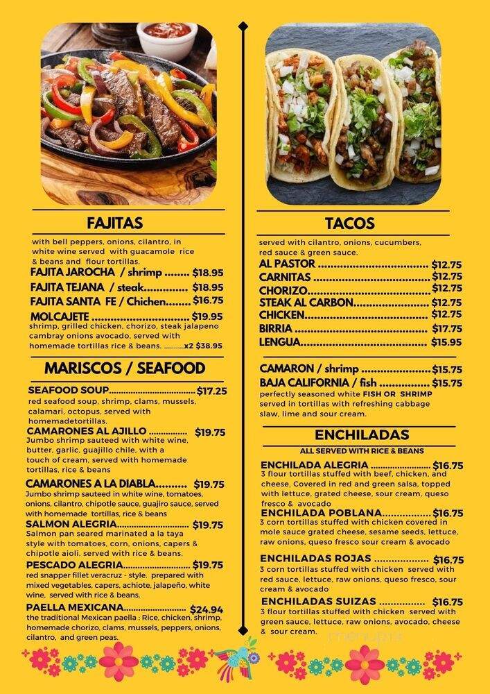 Alegria Gastronomia Mexicana - Jamesburg, NJ menu_pic