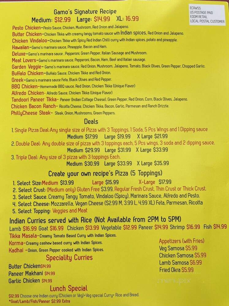 Gamo's Pizza - Camilla, GA menu_pic