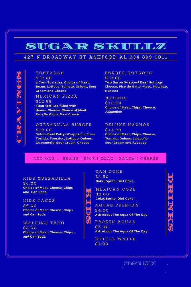 Sugar Skullz - Ashford, AL menu_pic