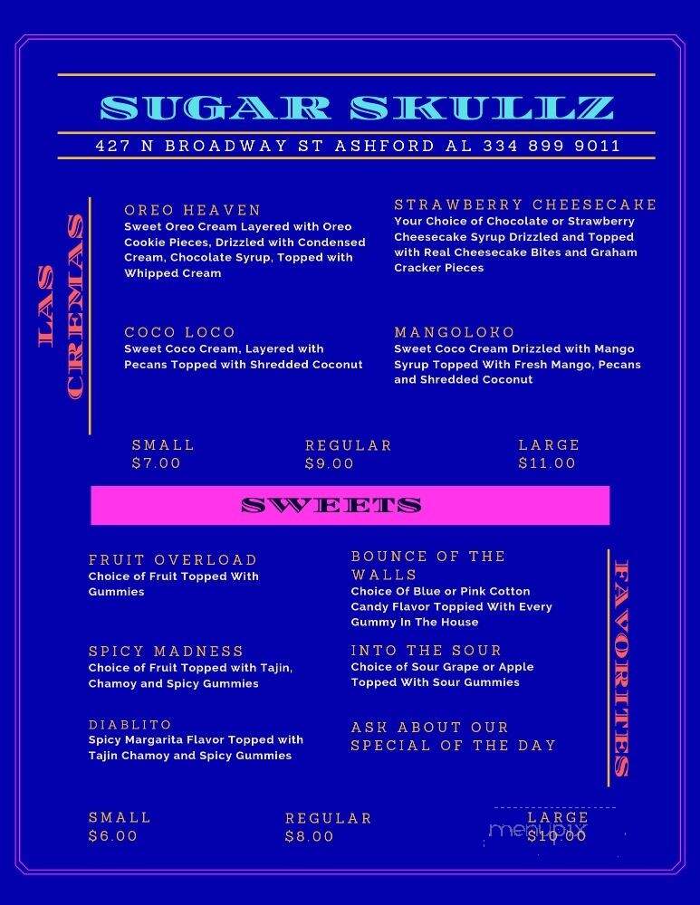 Sugar Skullz - Ashford, AL menu_pic