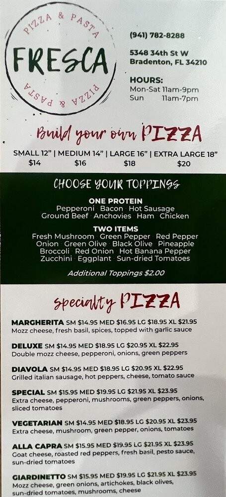 Fresca Pizza' and Pasta - Bradenton, FL