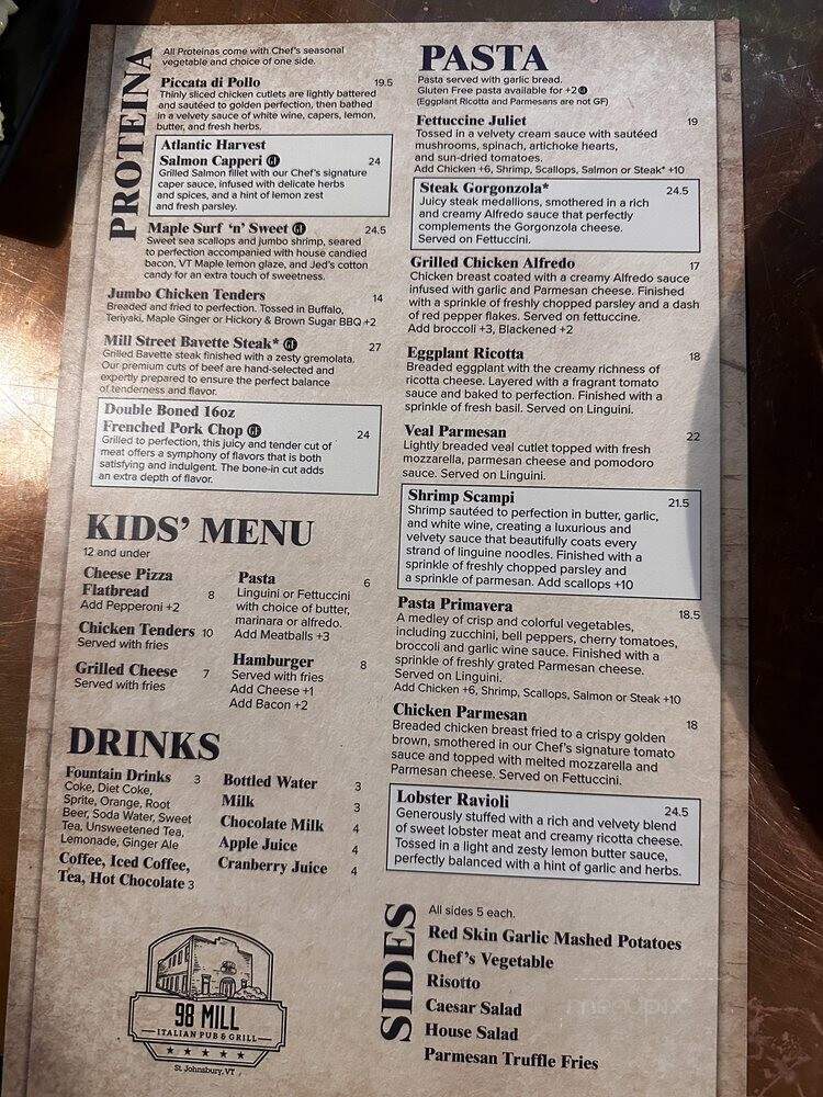 98 Mill - Saint Johnsbury, VT menu_pic