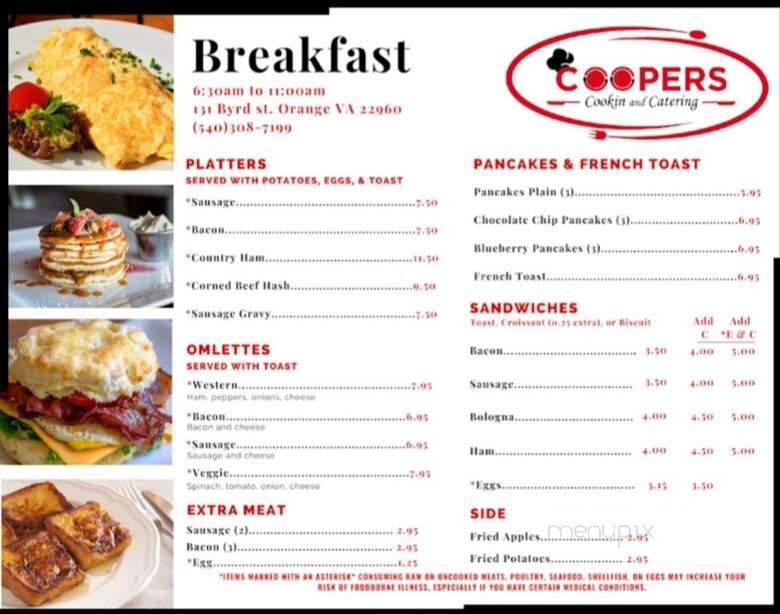 Coopers Cookin and Catering - Orange, VA menu_pic