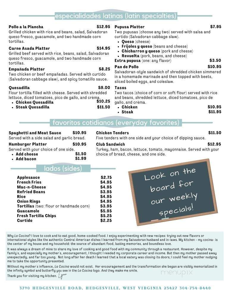 La Cocina - Hedgesville, WV menu_pic