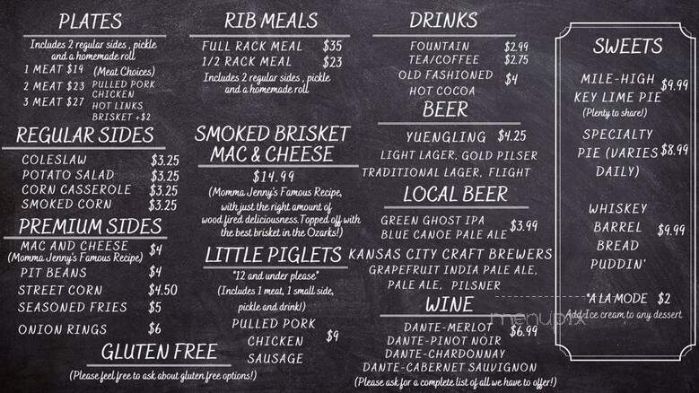 Old 76 Smokehouse - Branson, MO menu_pic