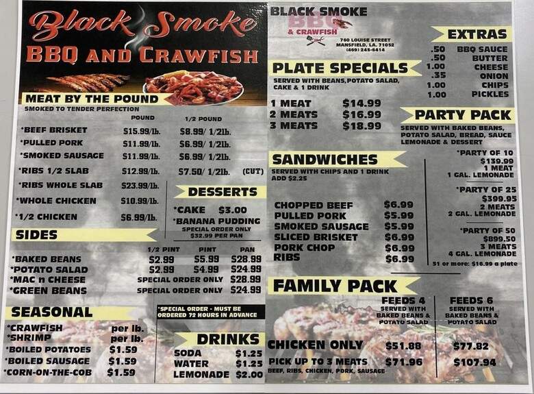 Black Smoke BBQ & Crawfish - Mansfield, LA