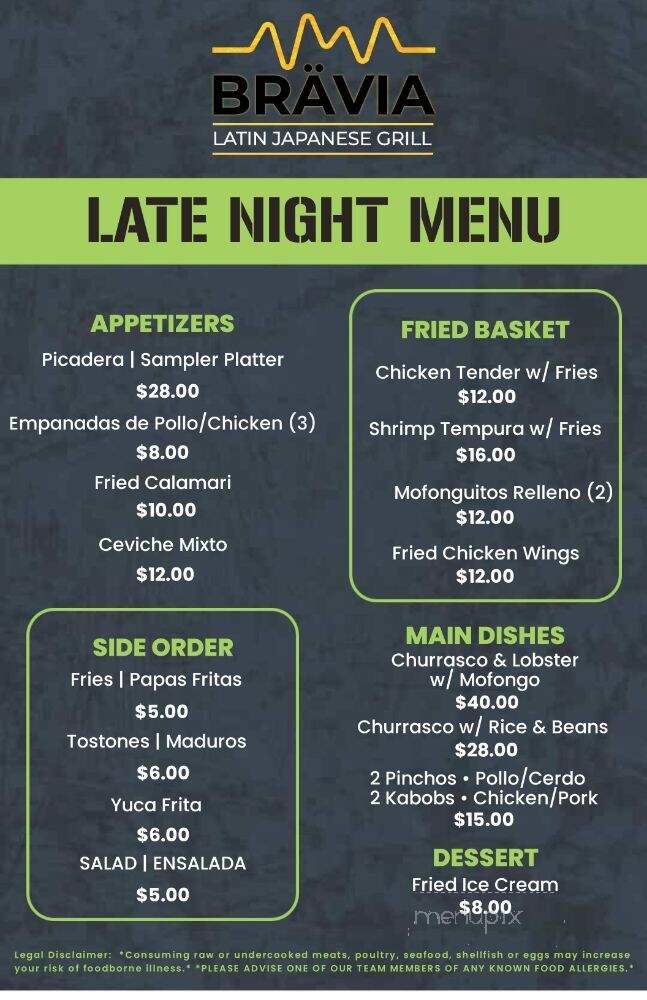 Bravia Latin Japanese Grill - North Lauderdale, FL menu_pic