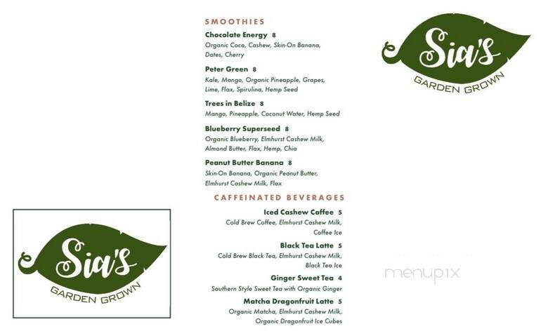 Sia's Garden Grown - Pittsburgh, PA menu_pic