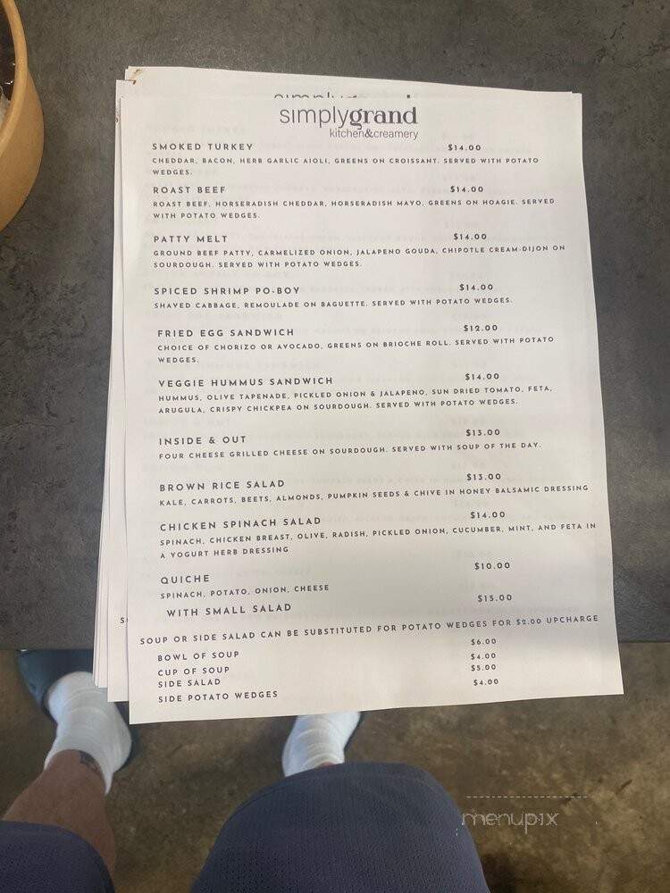 Simply Grand Kitchen and Creamery - Grandview, MO menu_pic