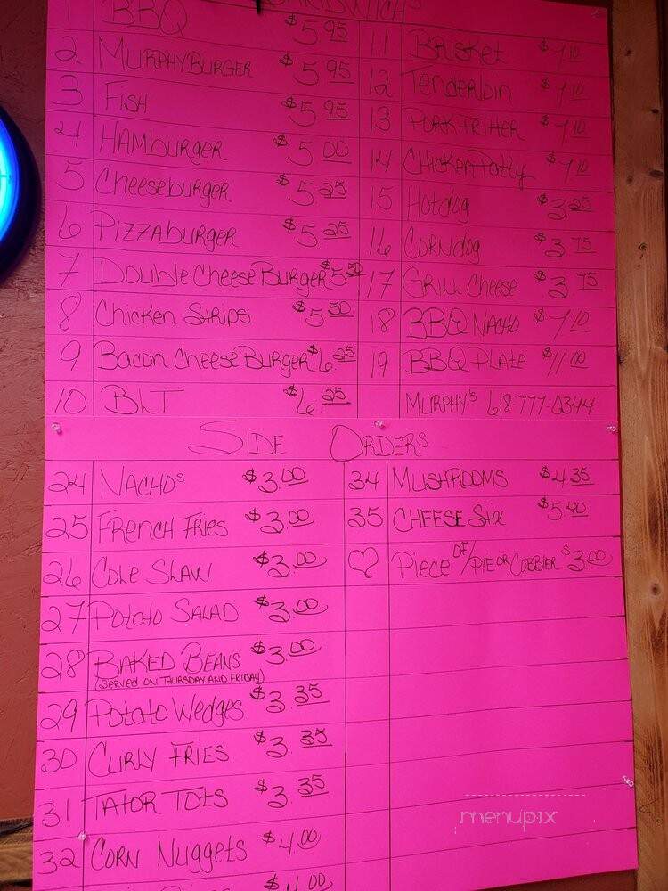 Murphys Pit BBQ - Ozark, IL menu_pic