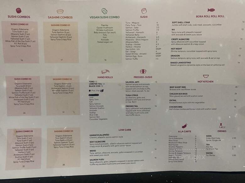 Bora Sushi - West Hollywood, CA menu_pic