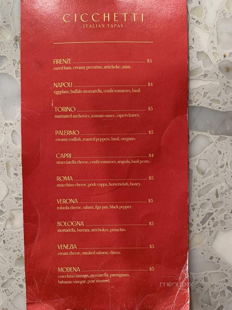 Cicchetti - Miami, FL menu_pic