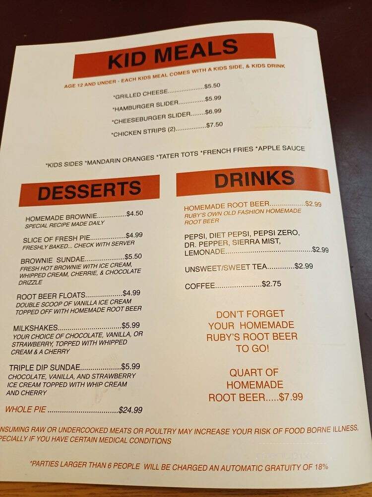 Ruby's Old Fashioned Hamburgers - Tulsa, OK menu_pic