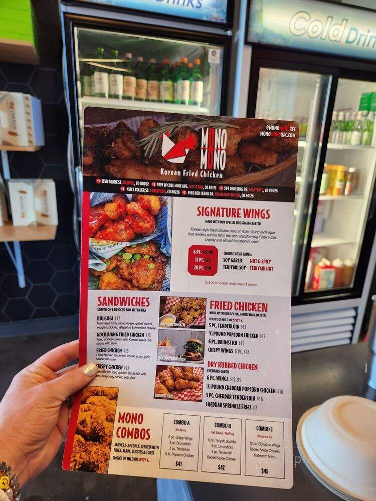 Mono Mono Korean Fried Chicken - Centennial, CO menu_pic
