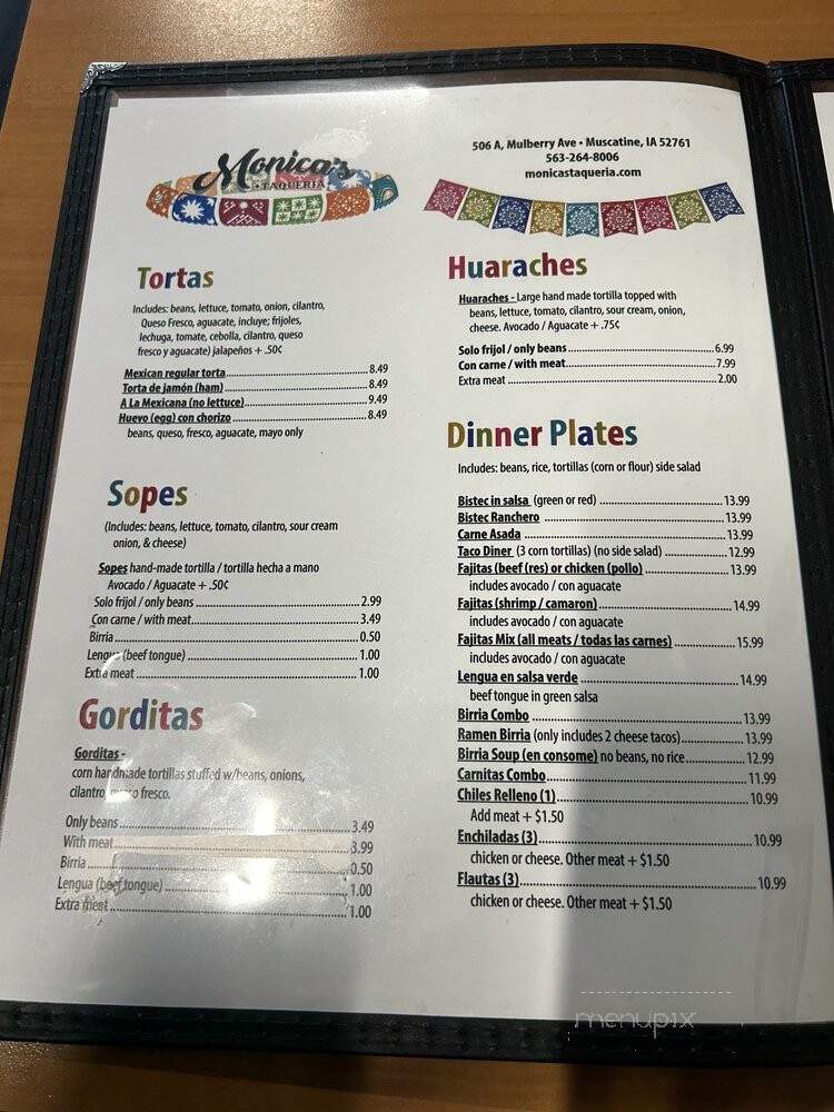 Monica's Taqueria - Muscatine, IA menu_pic