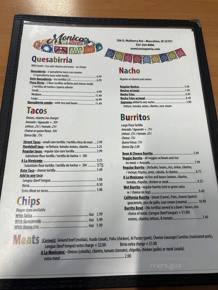 Monica's Taqueria - Muscatine, IA menu_pic