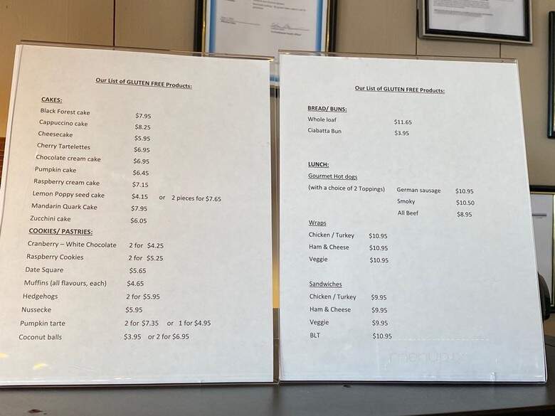 German Corner Bakery & Bistro - Sechelt, BC menu_pic