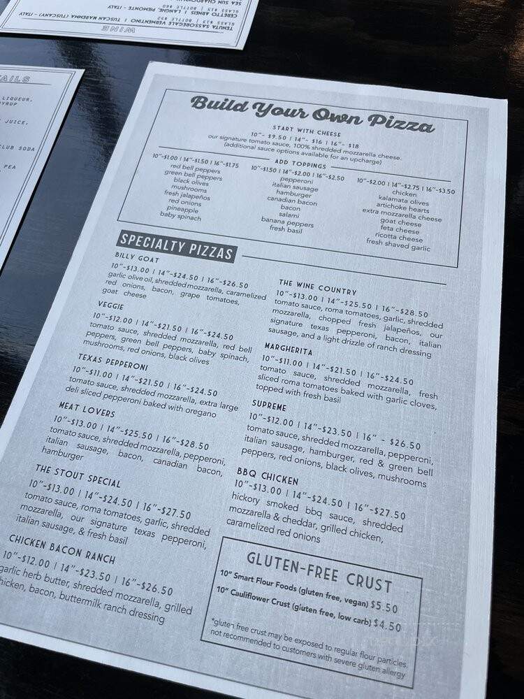 Stout's Pizza - Austin, TX menu_pic
