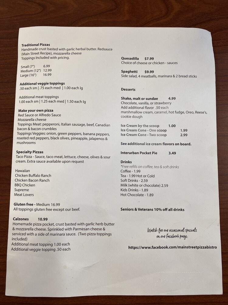Main Street Pizza and Bistro - Dearborn, MO menu_pic