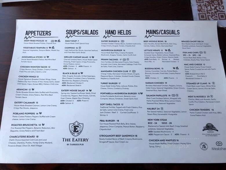 The Eatery By Farrier Pub - 100 Mile House, BC menu_pic