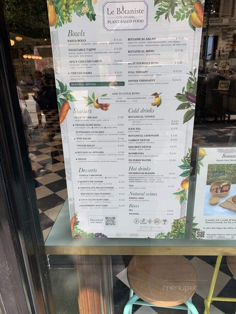 Le Botaniste - New York, NY menu_pic
